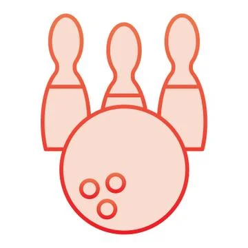 Bowling flat icon. Game red icons in trendy flat style. Bowling pins and ball Stock Illustration