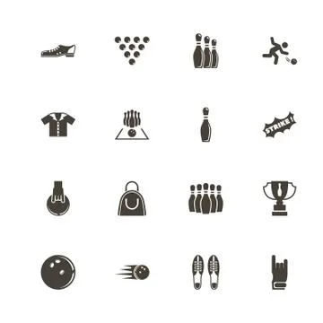 Bowling - Flat Vector Icons Stock Illustration
