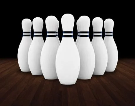 Bowling on floor black background Stock Photos