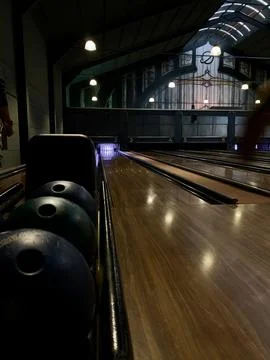 Bowling Game in Action Stock Photos