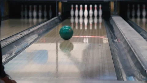 Bowling game. Bowling background. Strike. Close-up Stock Footage 105713702