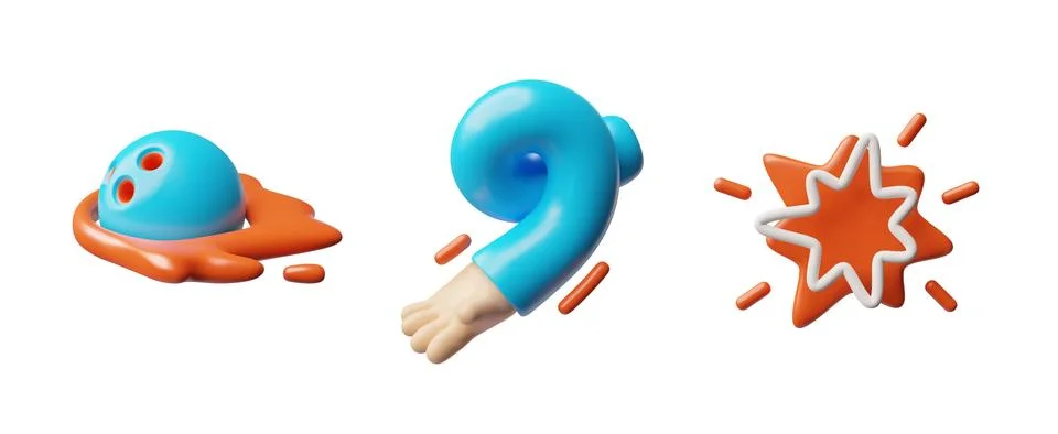 Bowling game elements set 3D style, vector illustration Stock Illustration