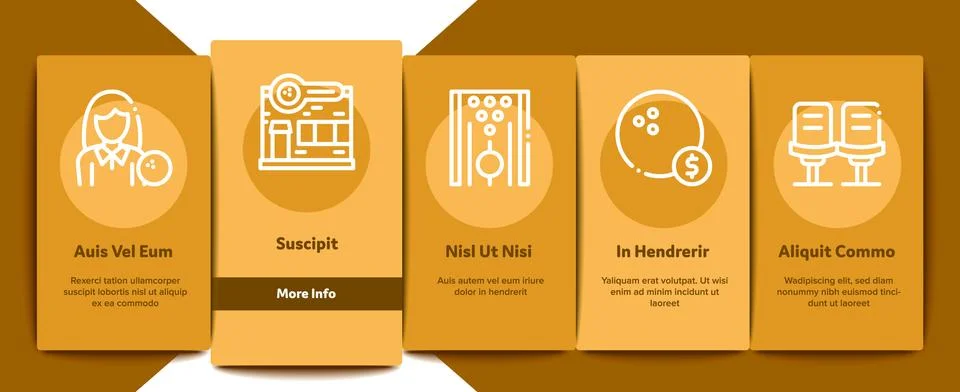 Bowling Game Tools Onboarding Elements Icons Set Vector Stock Illustration