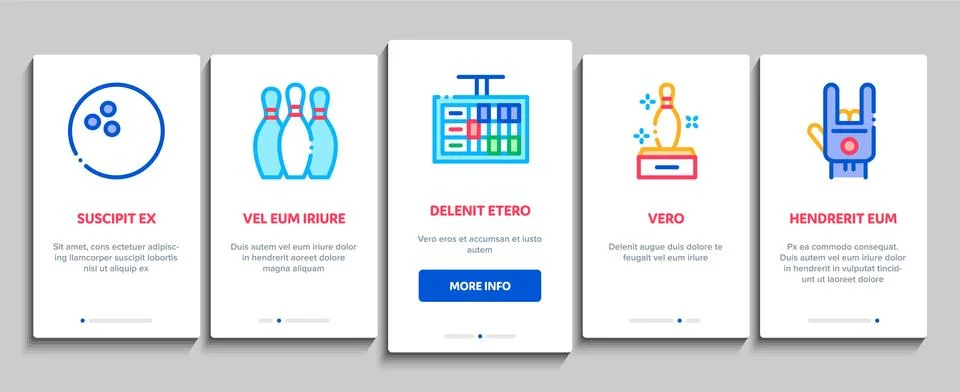Bowling Game Tools Onboarding Elements Icons Set Vector 스톡 일러스트