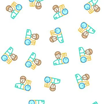 Bowling game vector seamless pattern color Stock Illustration