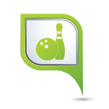 Bowling icon on green map pointer Stock Illustration