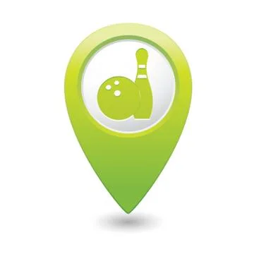 Bowling icon green pointer Stock Illustration