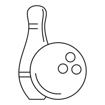 Bowling icon, outline style Illustrazione stock