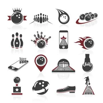 Bowling icon set Stock Illustration