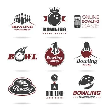 Bowling icon set  Illustrazione stock