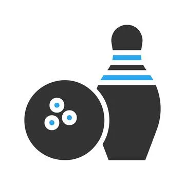 Bowling icon solid blue black colour sport symbol illustration. Illustrazione stock