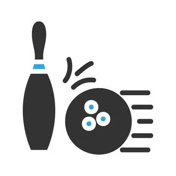 Bowling icon solid blue black colour sport symbol illustration. Illustrazione stock