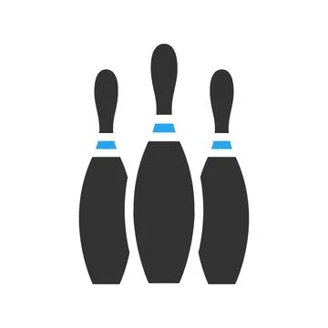 Bowling icon solid blue black colour sport symbol illustration. Illustrazione stock