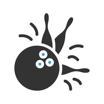 Bowling icon solid blue black colour sport symbol illustration. Illustrazione stock