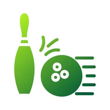 Bowling icon solid gradient green sport symbol illustration. 스톡 일러스트