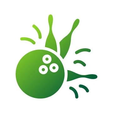 Bowling icon solid gradient green sport symbol illustration. 스톡 일러스트