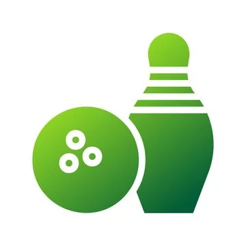 Bowling icon solid gradient green sport symbol illustration. 스톡 일러스트