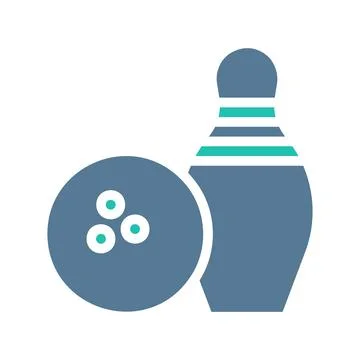 Bowling icon solid green light grey sport symbol illustration. 스톡 일러스트