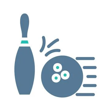 Bowling icon solid green light grey sport symbol illustration. 스톡 일러스트
