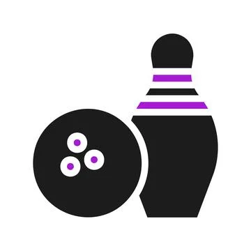 Bowling icon solid purple black sport symbol illustration. Illustrazione stock