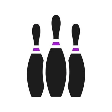Bowling icon solid purple black sport symbol illustration. Stock Illustration