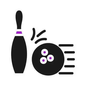 Bowling icon solid purple black sport symbol illustration. Illustrazione stock
