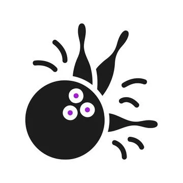 Bowling icon solid purple black sport symbol illustration. Illustrazione stock