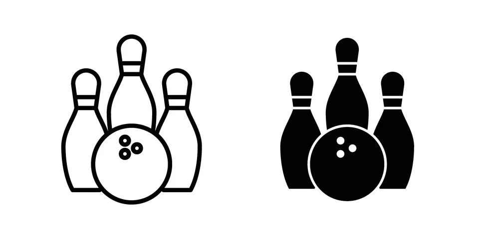 Bowling icon symbol  illustration bundle in black colour イラスト素材