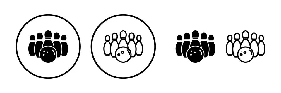 Bowling icon vector. Bowling ball and pin icon. Bowling pins with ball icon. Stock Illustration