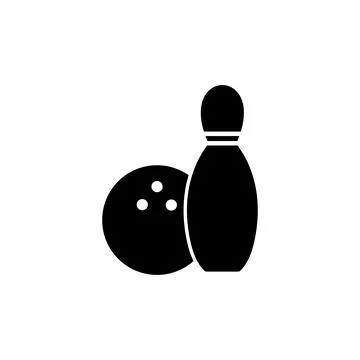 Bowling icon vector. Bowling ball and pin icon. Bowling pins with ball icon. Stock Illustration