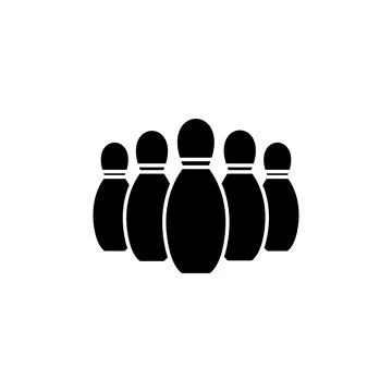 Bowling icon vector. Bowling ball and pin icon. Bowling pins with ball icon. Stock Illustration