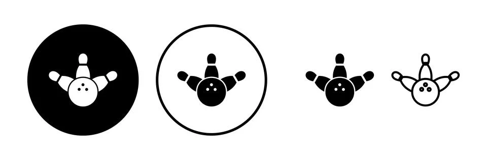 Bowling icon vector. Bowling ball and pin icon. Bowling pins with ball icon. Stock Illustration