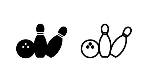 Bowling icon vector. Bowling ball and pin icon. Bowling pins with ball icon. Stock Illustration