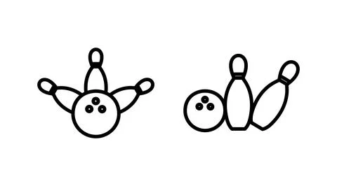 Bowling icon vector. Bowling ball and pin icon. Bowling pins with ball icon. Stock Illustration