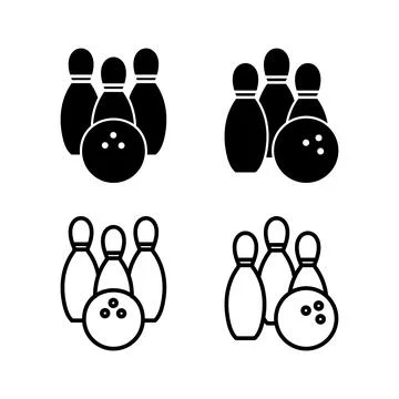 Bowling icon vector. Bowling ball and pin icon. Bowling pins with ball icon. Illustrazione stock