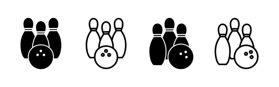 Bowling icon vector. Bowling ball and pin icon. Bowling pins with ball icon. Stock Illustration