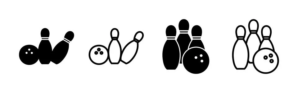 Bowling icon vector. Bowling ball and pin icon. Bowling pins with ball icon. Stock Illustration