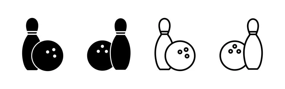 Bowling icon vector. Bowling ball and pin icon. Bowling pins with ball icon. Stock Illustration