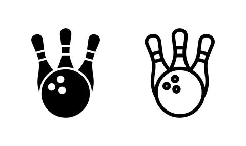Bowling icon vector. Bowling ball and pin icon. Bowling pins with ball icon. 库存插图
