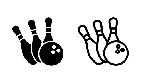 Bowling icon vector. Bowling ball and pin icon. Bowling pins with ball icon. 库存插图