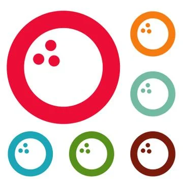 Bowling icons circle set Illustrazione stock