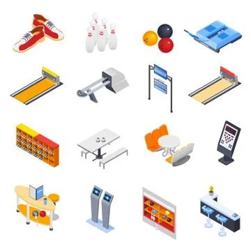 Bowling Isometric Icons 库存插图