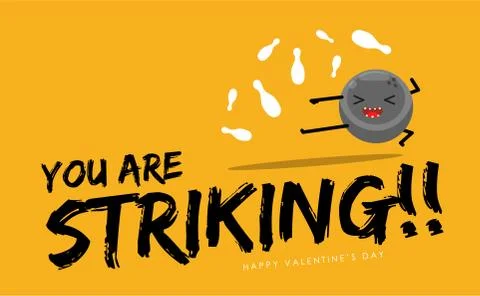 A bowling kick the pins. Valentine's vector illustration Stock Illustration