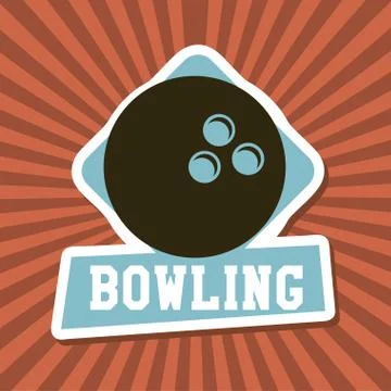 Bowling label over rays background vector illustration Stockillustratie