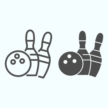 Bowling line and solid icon. Bowling activity vector illustration isolated on Illustrazione stock