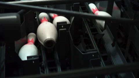 Bowling machine behind Stock Footage 99044335