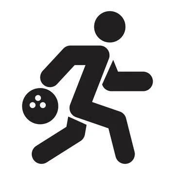 Bowling man icon vector design template in black color isolated sign on white Stock-Illustration