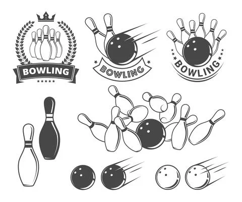 Bowling Objects And Emblems Stock Illustration