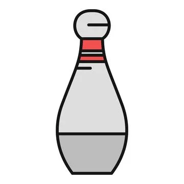 Bowling pin isolated on white background with red stripes Stock Illustration