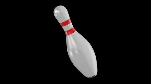 Bowling pin with looping rotation on black with alpha matte. 库存影片 83939565